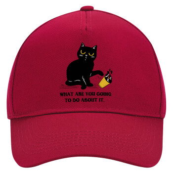 CAT, what are you going to do about it!, Adult Ultimate Hat RED, (100% COTTON DRILL, ADULT, UNISEX, ONE SIZE)