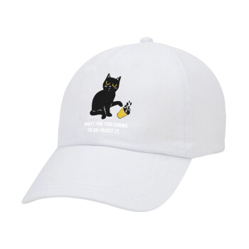 CAT, what are you going to do about it!, Καπέλο Ενηλίκων Baseball Λευκό 5-φύλλο (POLYESTER, ΕΝΗΛΙΚΩΝ, UNISEX, ONE SIZE)