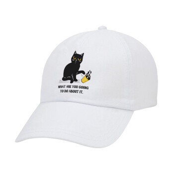 CAT, what are you going to do about it!, Καπέλο Ενηλίκων Baseball Λευκό 5-φύλλο (POLYESTER, ΕΝΗΛΙΚΩΝ, UNISEX, ONE SIZE)