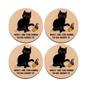 CAT, what are you going to do about it!, ΣΕΤ x4 Σουβέρ ξύλινα στρογγυλά plywood (9cm)