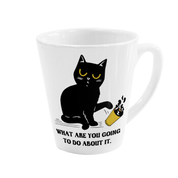 CAT, what are you going to do about it!, Κούπα κωνική Latte Λευκή, κεραμική, 300ml