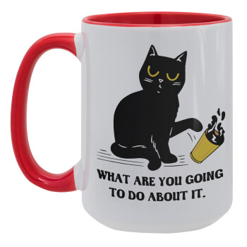 CAT, what are you going to do about it!, Κούπα Mega 15oz, κεραμική Κόκκινη, 450ml