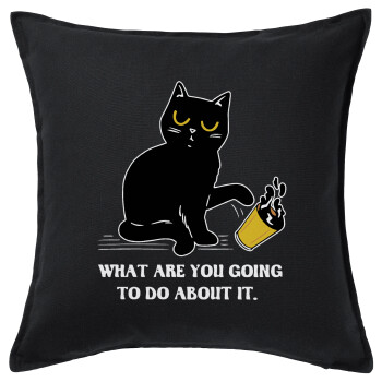 CAT, what are you going to do about it!, Sofa cushion black 50x50cm includes filling