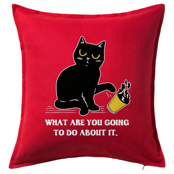 CAT, what are you going to do about it!, Sofa cushion RED 50x50cm includes filling