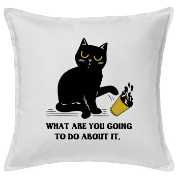 CAT, what are you going to do about it!, Sofa cushion White 50x50cm includes filling