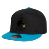 Child's Flat Snapback Hat, Black/Blue (100% COTTON, CHILD, UNISEX, ONE SIZE)