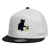 Child's Flat Snapback Hat, White (100% COTTON, CHILDREN'S, UNISEX, ONE SIZE)