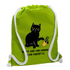 Backpack bag GYMBAG LIME GREEN, with pocket (40x48cm) & thick cords