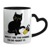 Mug heart black handle, ceramic, 330ml