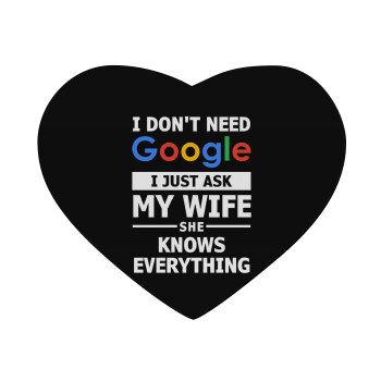 I don't need Google, just ask my WIFE, Mousepad heart 23x20cm