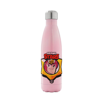 Brawl Stars Colt, Metal mug thermos Pink Iridiscent (Stainless steel), double wall, 500ml