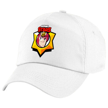 Brawl Stars Colt, Children's Baseball Cap, 100% Cotton Twill, White (COTTON, CHILDREN'S, UNISEX, ONE SIZE)