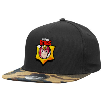 Brawl Stars Colt, Καπέλο Ενηλίκων Flat Snapback Μαύρο/Παραλλαγή, (100% ΒΑΜΒΑΚΕΡΟ TWILL, ΕΝΗΛΙΚΩΝ, UNISEX, ONE SIZE)