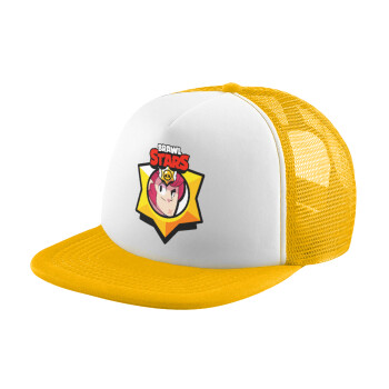 Brawl Stars Colt, Adult Soft Trucker Hat with Yellow/White Mesh (POLYESTER, ADULT, UNISEX, ONE SIZE)