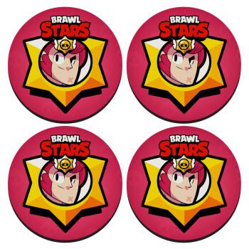 Brawl Stars Colt, SET of 4 round wooden coasters (9cm)