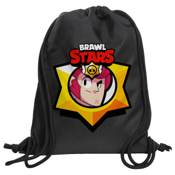 Brawl Stars Colt, Τσάντα πλάτης πουγκί GYMBAG Μαύρη, με τσέπη (40x48cm) & χονδρά κορδόνια