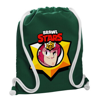 Brawl Stars Colt, Backpack pouch GYMBAG BOTTLE GREEN, with pocket (40x48cm) & thick white cords