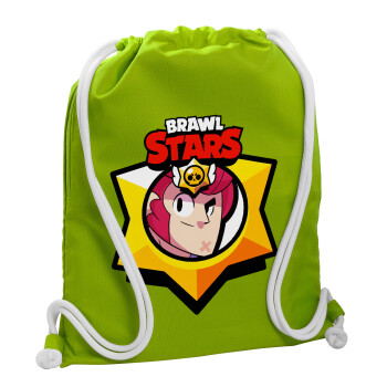 Brawl Stars Colt, Backpack bag GYMBAG LIME GREEN, with pocket (40x48cm) & thick cords