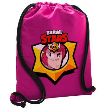 Brawl Stars Colt, Backpack pouch GYMBAG Fuchsia, with pocket (40x48cm) & thick cords