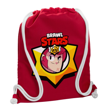 Brawl Stars Colt, Backpack pouch GYMBAG Red, with pocket (40x48cm) & thick cords