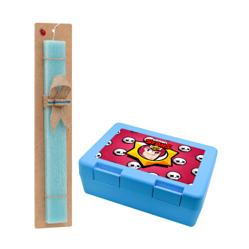 Brawl Stars Colt, Easter Set, children's snack container BLUE & Easter aromatic flat candle (30cm) (TURQUOISE)