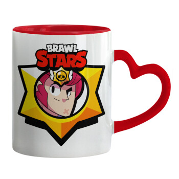 Brawl Stars Colt, Mug heart red handle, ceramic, 330ml