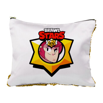 Brawl Stars Colt, Sequin Gold Pouch Cosmetic Bag