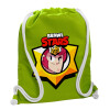 Backpack bag GYMBAG LIME GREEN, with pocket (40x48cm) & thick cords