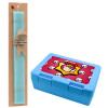 Easter Set, children's snack container BLUE & Easter aromatic flat candle (30cm) (TURQUOISE)