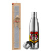 Easter Set, metallic stainless thermos flask (500ml) & scented flat Easter candle (30cm) (GRAY)