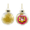 Transparent Christmas tree ball ornament with gold filling 8cm