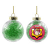 Transparent Christmas tree ball ornament with green filling 8cm