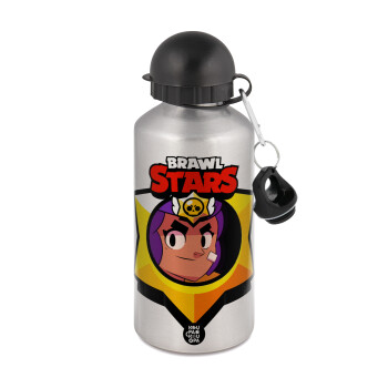 Brawl Stars Shelly, Μεταλλικό παγούρι νερού, Ασημένιο, αλουμινίου 500ml