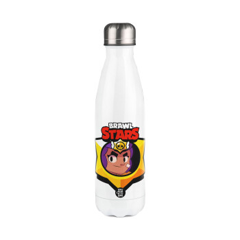 Brawl Stars Shelly, Μεταλλικό παγούρι θερμός Λευκό (Stainless steel), διπλού τοιχώματος, 500ml