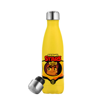 Brawl Stars Shelly, Yellow Stainless Steel Metallic Thermos, double-walled, 500ml