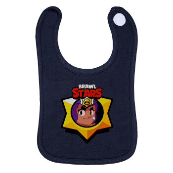 Brawl Stars Shelly, Σαλιάρα με Σκρατς 100% Organic Cotton Μπλε (0-18 months)