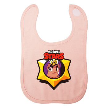 Brawl Stars Shelly, Σαλιάρα με Σκρατς ΡΟΖ 100% Organic Cotton (0-18 months)