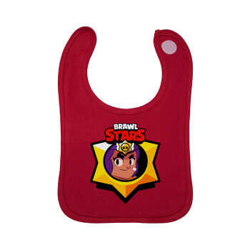 Brawl Stars Shelly, Σαλιάρα με Σκρατς Κόκκινη 100% Organic Cotton (0-18 months)