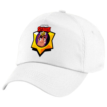 Brawl Stars Shelly, Children's Baseball Cap, 100% Cotton Twill, White (COTTON, CHILDREN'S, UNISEX, ONE SIZE)