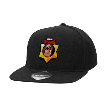 Brawl Stars Shelly, Adult Flat Snapback Hat Black, (100% COTTON TWILL, ADULT, UNISEX, ONE SIZE)