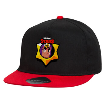 Brawl Stars Shelly, Children's Flat Snapback Hat, Black/Red (100% COTTON, CHILDREN'S, UNISEX, ONE SIZE)