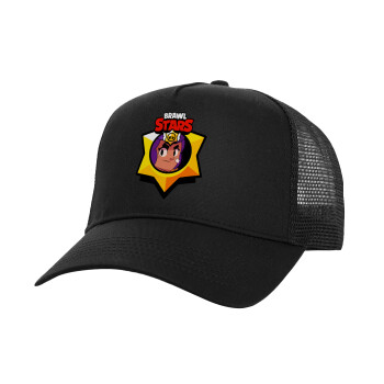 Brawl Stars Shelly, Structured Trucker Adult Hat, with Mesh, Black (100% COTTON, ADULT, UNISEX, ONE SIZE)