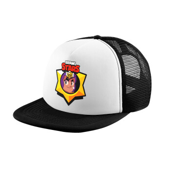 Brawl Stars Shelly, Child's Soft Trucker Hat with BLACK/WHITE Mesh (POLYESTER, CHILD, ONE SIZE)