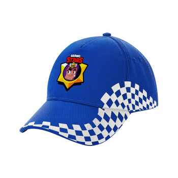 Brawl Stars Shelly, Adult Ultimate BLUE RACING Cap, (100% COTTON DRILL, ADULT, UNISEX, ONE SIZE)