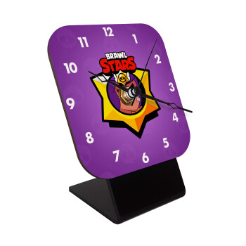 Brawl Stars Shelly, Quartz Wooden table clock with hands (10cm)