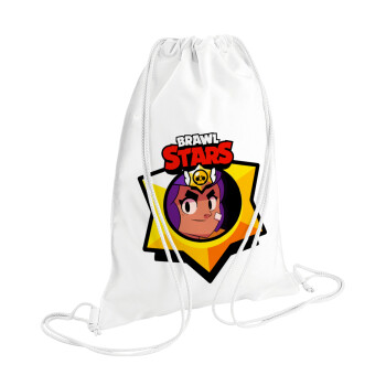 Brawl Stars Shelly, Backpack pouch GYMBAG white (28x40cm)