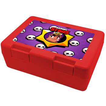 Brawl Stars Shelly, Παιδικό δοχείο κολατσιού ΚΟΚΚΙΝΟ 185x128x65mm (BPA free πλαστικό)