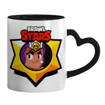 Brawl Stars Shelly, Mug heart black handle, ceramic, 330ml