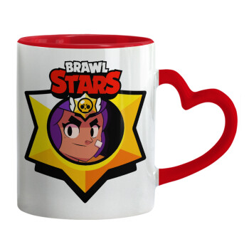 Brawl Stars Shelly, Mug heart red handle, ceramic, 330ml