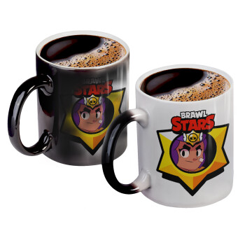 Brawl Stars Shelly, Color changing magic Mug, ceramic, 330ml when adding hot liquid inside, the black colour desappears (1 pcs)